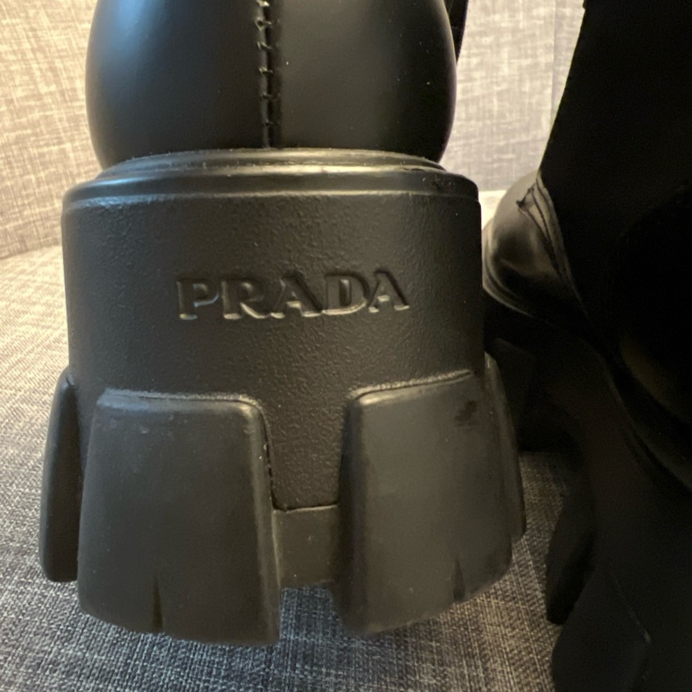 Prada Sleek Black Lace-Up Boots - Picture 6 of 16